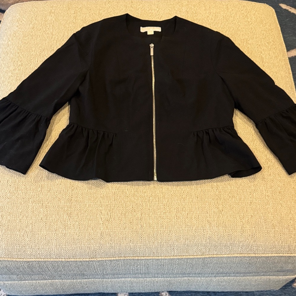 Michael Kors Black Ruffle Sleeve Blazer